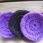 Dish Scrubbies. Set Of 3. Crochet Nylon Dish..