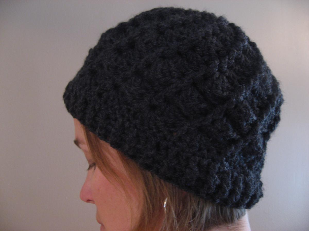 Adult Crocheted Beanie Style Hat. Spiral Divine Design. Women's Size In Taupe Brown Or Charcoal Gray.